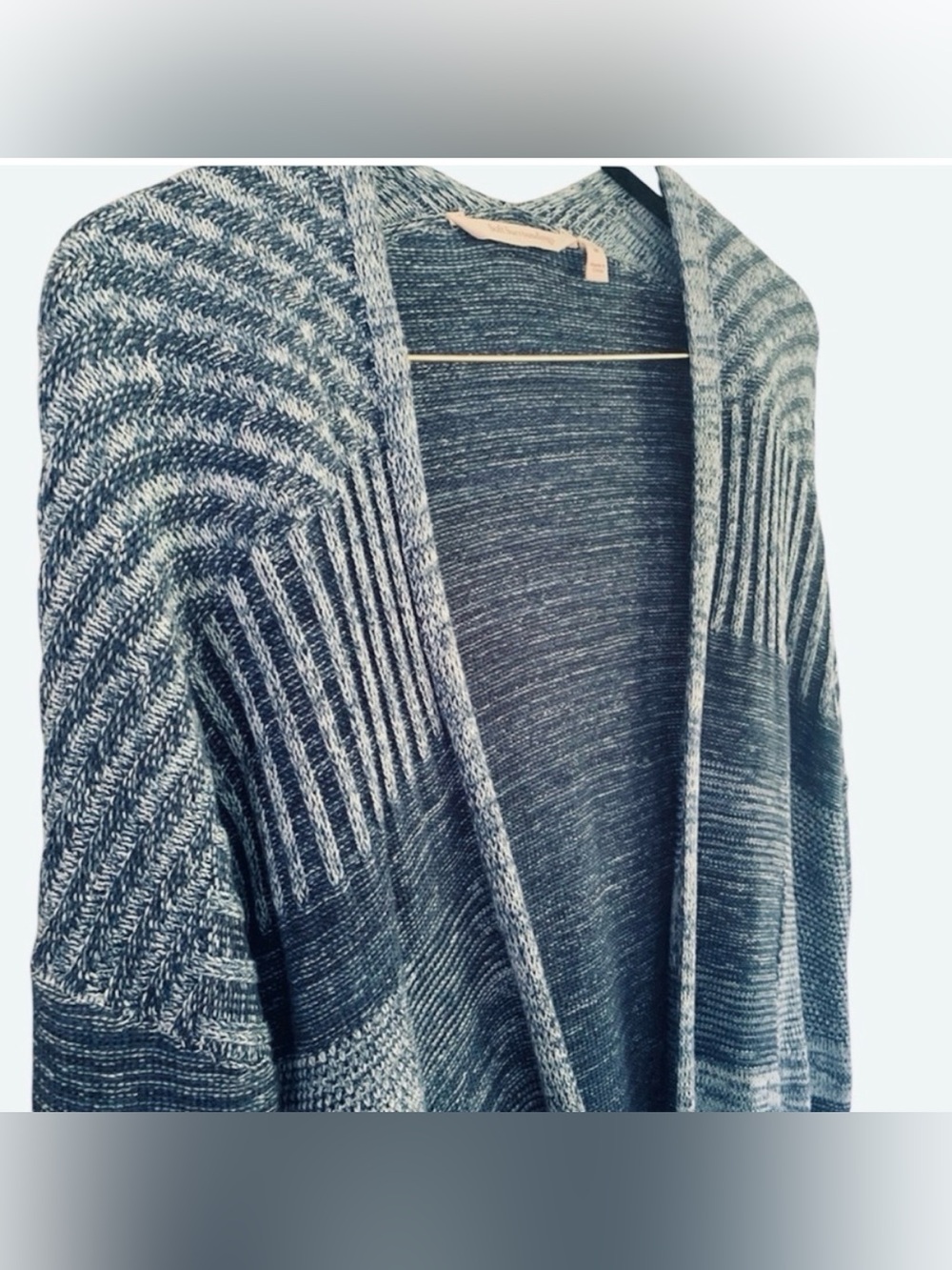 Soft Surroundings Patchwork Blues Open Cardigan Sweater with Pockets Medium
